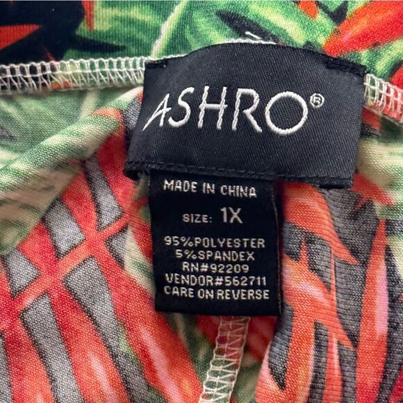 Ashro tropical Leaf Print Pants size 1xl elastic waistband - Picture 6 of 6